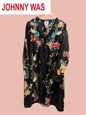 Johnny Was NWOT 100% Silk Bohemian Floral Tunic Dress Size Small